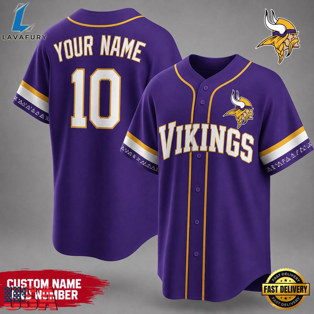 Minnesota Vikings NFL New 2026 Version Custom Name Number Baseball Jersey Minnesota Vikings NFL New 2026 Version Custom Name Number Baseball Jersey
