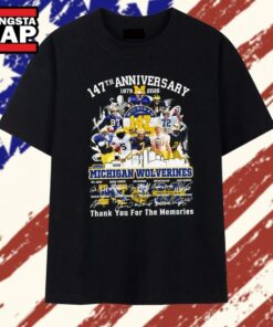 147th Anniversary 1879 2026 Michigan Wolverines Rick Leach And Legends Thank You For The Memories Signatures Premium T Shirt , Trendy 2D Print Shirt
