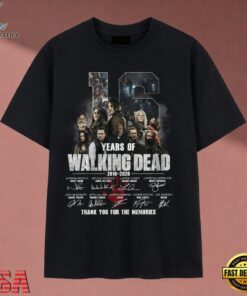 16 Years Of The Walking Dead 2010 2026 Signatures Cast T Shirt, Music 2D Graphic Tee 16 Years OF The Walking Dead 2010 2026 Signatures Cast T Shirt