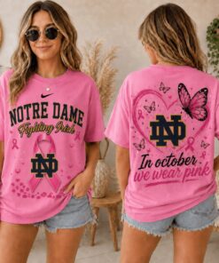 Notre Dame Fighting Irish 2026 NCAA Pink October Breast Cancer Awareness Fan Pride Unisex T Shirt , NCAA 3D Graphic Tee Notre Dame Fighting Irish 2026 Ncaa Pink October Breast Cancer Awareness Fan Pride Unisex T Shirt