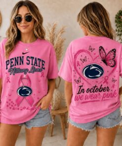 Penn State Nittany Lions 2026 NCAA Pink October Breast Cancer Awareness Fan Pride Unisex T Shirt , NCAA 3D Graphic Tee Penn State Nittany Lions 2026 Ncaa Pink October Breast Cancer Awareness Fan Pride Unisex T Shirt