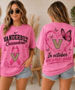Vanderbilt Commodores 2026 NCAA Pink October Breast Cancer Awareness Fan Pride Unisex T Shirt , NCAA 3D Graphic Tee Vanderbilt Commodores 2026 Ncaa Pink October Breast Cancer Awareness Fan Pride Unisex T Shirt