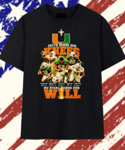 Miami Hurricanes faith bends our knees Ray Lewis Frank Gore Michael Irvin Ed Reed Warren Sapp T Shirt, Trendy 2D Print Shirt Miami Hurricanes Faith Bends Our Knees Ray Lewis Frank Gore Michael Irvin ED Reed Warren Sapp T Shirt