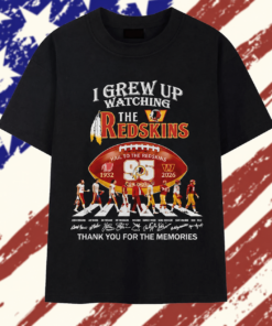 I grew up watching the Washington Redskins 95 seasons Thank You for the Memories signature T Shirt, Trendy 2D Print Shirt I Grew UP Watching The Washington Redskins 95 Seasons Thank You For The Memories Signature T Shirt