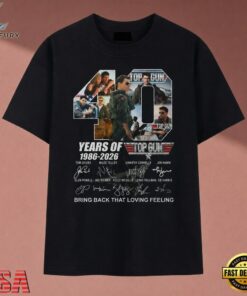 40 Years Of Top Gun 1986 2026 Cast Signatures Vintage T Shirt, Music 2D Graphic Tee 40 Years OF Top Gun 1986 2026 Cast Signatures Vintage T Shirt