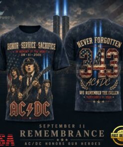 ACDC 343 Tribute September 11 Spotlight Vintage 3D Shirt, Trending Music 3D Tee Acdc 343 Tribute September 11 Spotlight Vintage 3D Shirt