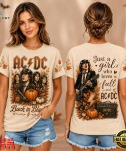 ACDC Autumn Pumpkin Fall Back in Black Unisex 3D Shirt , Music Design T Shirt Acdc Autumn Pumpkin Fall Back IN Black Unisex 3D Shirt