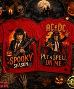 ACDC Halloween Devil Horns Moonlit Guitar Spooky Season 3D Shirt , Music Fans Shirt Acdc Halloween Devil Horns Moonlit Guitar Spooky Season 3D Shirt