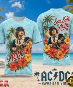 ACDC Hawaiian Vibes Island Lei and Hibiscus 2026 3D Shirt , Trending Music 3D Tee Acdc Hawaiian Vibes Island Lei And Hibiscus 2026 3D Shirt