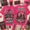 ACDC No One Fights Alone Rock For Hope Breast Cancer Awareness Shirt, Trending Music 3D Tee Acdc NO One Fights Alone Rock For Hope Breast Cancer Awareness Shirt