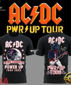 ACDC x Houston Texans Power Up Tour 2026 Black T Shirt, Trending Music 3D Tee Acdc X Houston Texans Power UP Tour 2026 Black T Shirt