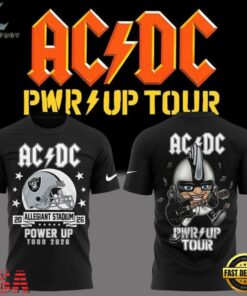 ACDC x Las Vegas Raiders Power Up Tour 2026 T Shirt , Music Fans Shirt Acdc X Las Vegas Raiders Power UP Tour 2026 T Shirt