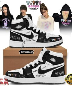 Aespa x BAPE Signed 2026 Limited Edition Black Air Jordan 1 Shoes , Music Shoes Aespa X Bape Signed 2026 Limited Edition Black Air Jordan 1 Shoes