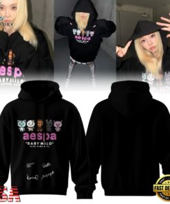 Aespa x BAPE Signed 2026 Limited Edition Black Hoodie , Music Fans Shirt Aespa X Bape Signed 2026 Limited Edition Black Hoodie
