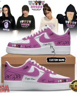 Aespa x BAPE Signed 2026 Limited Edition Pink Air Force 1 Shoes