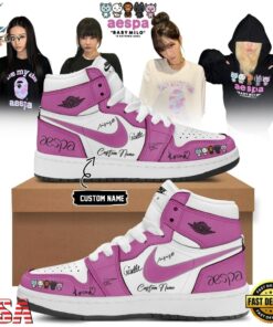 Aespa x BAPE Signed 2026 Limited Edition Pink Air Jordan 1 Shoes , Music Shoes Aespa X Bape Signed 2026 Limited Edition Pink Air Jordan 1 Shoes