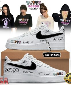 Aespa x BAPE Signed 2026 Limited Edition White Air Force 1 Shoes