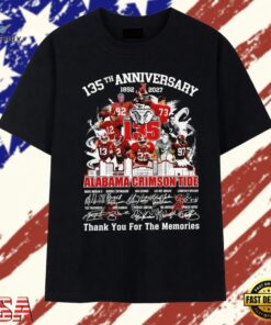 Alabama Crimson Tide 135th anniversary thank you for the memories signature T Shirt , Trendy 2D Print Shirt Alabama Crimson Tide 135th Anniversary Thank You For The Memories Signature T Shirt