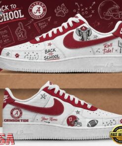 Alabama Crimson Tide 2026 NCAA Football Back To School Air Force 1 Shoes Sneakers , NCAA New Design Shoes Alabama Crimson Tide 2026 Ncaa Football Back TO School Air Force 1 Shoes Sneakers