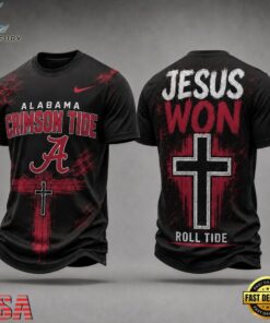 Alabama Crimson Tide NCAA Jesus Won New Design 3D Shirt , NCAA 3D Graphic Tee Alabama Crimson Tide Ncaa Jesus Won New Design 3D Shirt