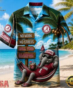 Alabama Crimson Tide NCAA No Work No Stress Hawaiian Shirt , NCAA Team Hawaiian Shirt Alabama Crimson Tide Ncaa NO Work NO Stress Hawaiian Shirt