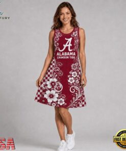 Alabama Crimson Tide NCAA Sporty Floral Elegance Women’s Sleeveless Dress, NCAA Women Summer Dress Alabama Crimson Tide Ncaa Sporty Floral Elegance Women S Sleeveless Dress