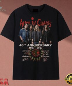 Alice In Chains 40th Anniversary 1987 2027 Signatures T Shirt, Music 2D Graphic Tee Alice IN Chains 40th Anniversary 1987 2027 Signatures T Shirt