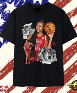 Angel Reese USA Basketball #15 Signature Photo Collage T Shirt, Trendy 2D Print Shirt Angel Reese Usa Basketball 15 Signature Photo Collage T Shirt