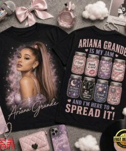 Ariana Grande Is My Jam Songs in Jars Front and Back T Shirt, Trending Music 3D Tee Ariana Grande IS MY Jam Songs IN Jars Front And Back T Shirt