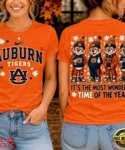 Auburn Tigers 2026 NCAA Autumn Festive Cheer T Shirt , NCAA 3D Graphic Tee Auburn Tigers 2026 Ncaa Autumn Festive Cheer T Shirt