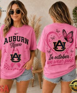 Auburn Tigers 2026 NCAA Pink October Breast Cancer Awareness Fan Pride Unisex T Shirt , NCAA 3D Graphic Tee Auburn Tigers 2026 Ncaa Pink October Breast Cancer Awareness Fan Pride Unisex T Shirt