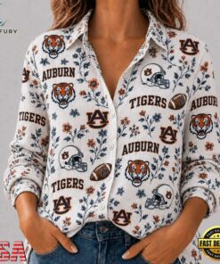 Auburn Tigers NCAA College Spirit Blossoms Women Casual Shirt, Trendy NCAA Women Shirt Auburn Tigers Ncaa College Spirit Blossoms Women Casual Shirt