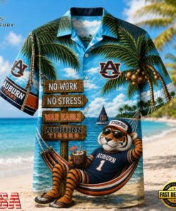 Auburn Tigers NCAA No Work No Stress Hawaiian Shirt , NCAA Team Hawaiian Shirt Auburn Tigers Ncaa NO Work NO Stress Hawaiian Shirt