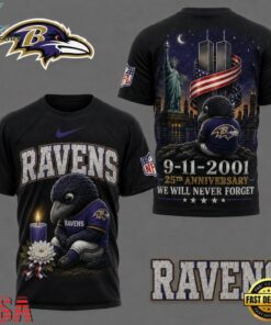 Baltimore Ravens NFL 9 11 25th Anniversary Never Forget Memorial 3D T Shirt, Sports Fans 3D Shirt Baltimore Ravens Nfl 9 11 25th Anniversary Never Forget Memorial 3D T Shirt
