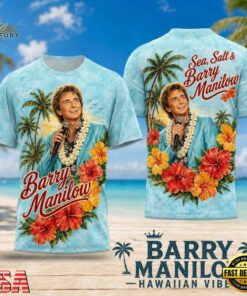 Barry Manilow Tropical Lei Portrait 2026 3D Shirt , Trending Music 3D Tee Barry Manilow Tropical Lei Portrait 2026 3D Shirt