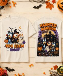 Bluey Family Halloween Boo Crew Night 3D Shirt , Music Design T Shirt Bluey Family Halloween Boo Crew Night 3D Shirt