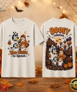 Bluey Family Halloween Too Cute to Spook, Booey Carnival 3D Shirt , Music Design T Shirt Bluey Family Halloween Too Cute TO Spook Booey Carnival 3D Shirt