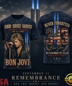 Bon Jovi 343 Tribute Twin Towers September 11 3D Shirt, Trending Music 3D Tee Bon Jovi 343 Tribute Twin Towers September 11 3D Shirt
