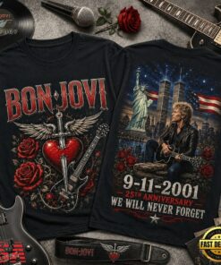 Bon Jovi 911 Memorial 25th Anniversary 3D Shirt , Trending Music 3D Tee Bon Jovi 911 Memorial 25th Anniversary 3D Shirt