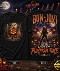 Bon Jovi Halloween Rock Night T Shirt, Livin’ on Pumpkin Time 3D Shirt , Trending Music 3D Tee Bon Jovi Halloween Rock Night T Shirt Livin ON Pumpkin Time 3D Shirt