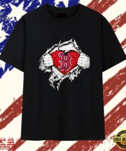 Boston Red Sox heart ripped chest MLB baseball T Shirt , Trendy 2D Print Shirt Boston Red Sox Heart Ripped Chest Mlb Baseball T Shirt