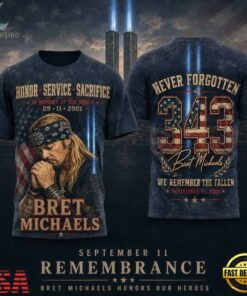 Bret Michaels September 11 American Flag Tribute 343 Back Graphic 3D Shirt, Trending Music 3D Tee Bret Michaels September 11 American Flag Tribute 343 Back Graphic 3D Shirt