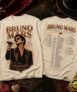 Bruno Mars The Romantic Tour 2026 Vintage 3D Shirt , Music Fans Shirt Bruno Mars The Romantic Tour 2026 Vintage 3D Shirt