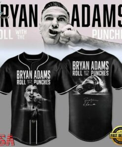 Bryan Adams Roll With The Punches Tour 2026 27 Signature Black Baseball Jersey, Music Artist Baseball Jersey Bryan Adams Roll With The Punches Tour 2026 27 Signature Black Baseball Jersey