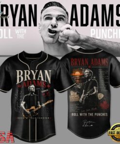 Bryan Adams Roll With The Punches Tour 2026 Signed Baseball Jersey, Music Artist Baseball Jersey Bryan Adams Roll With The Punches Tour 2026 Signed Baseball Jersey