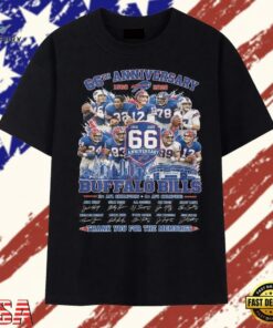 Buffalo Bills 66th Anniversary 1960 2026 Signatures Football T Shirt , Trendy 2D Print Shirt Buffalo Bills 66th Anniversary 1960 2026 Signatures Football T Shirt