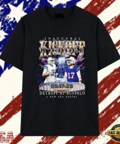 Buffalo Bills Inaugural Kickoff Detroit at Buffalo A New Era Begins T Shirt, Trendy 2D Print Shirt Buffalo Bills Inaugural Kickoff Detroit AT Buffalo A New Era Begins T Shirt