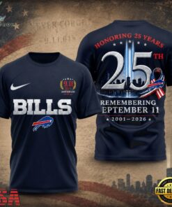 Buffalo Bills NFL Honoring 25 Years Remembering September 11 T Shirt, Sports Fans 3D Shirt Buffalo Bills Nfl Honoring 25 Years Remembering September 11 T Shirt