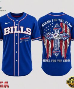 Buffalo Bills NFL Stand For The Flag Kneel For The Cross Baseball Jersey Shirt , NFL Baseball Shirt Buffalo Bills Nfl Stand For The Flag Kneel For The Cross Baseball Jersey Shirt
