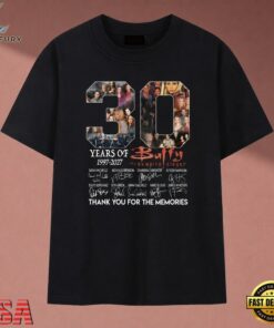 Buffy The Vampire Slayer 30th Anniversary 1997 2027 Cast Signatures T Shirt, Music 2D Graphic Tee Buffy The Vampire Slayer 30th Anniversary 1997 2027 Cast Signatures T Shirt